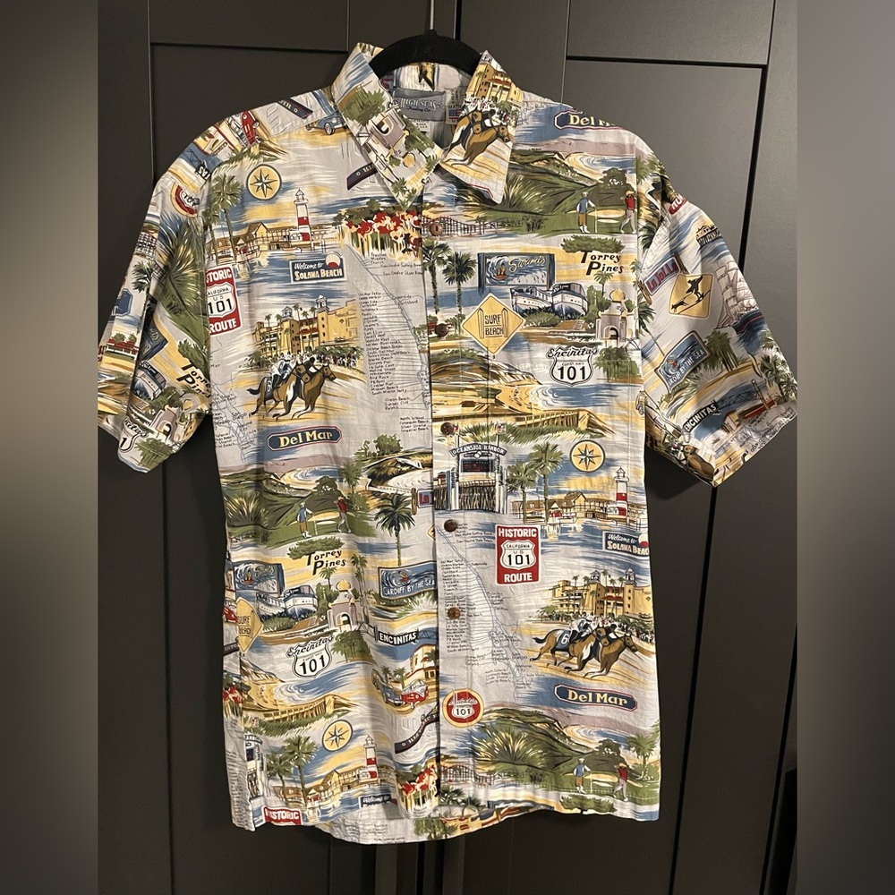 Elite Vintage Hawaiian Shirt - Size M - Coconut buttons 🥥 Tailored - San Diego